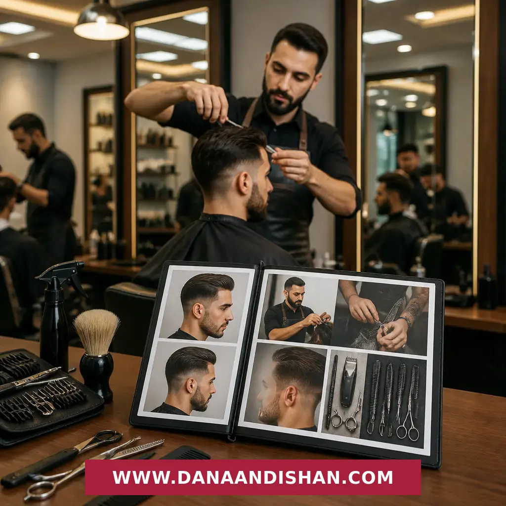 نمای بصری بخش‌های اصلی رزومه آرایشگر مرد برای بررسی کاریابی