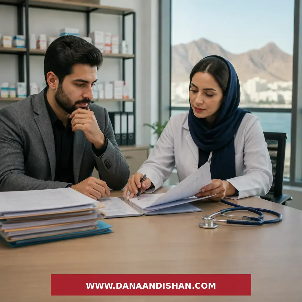 نمایی ساختاریافته از ترتیب بررسی پرونده داروساز برای کار در عمان