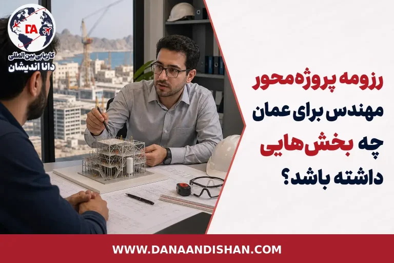 مهندس در حال آماده‌سازی رزومه پروژه‌محور با مدارک و مستندات فنی برای فرصت‌های کاری عمان
