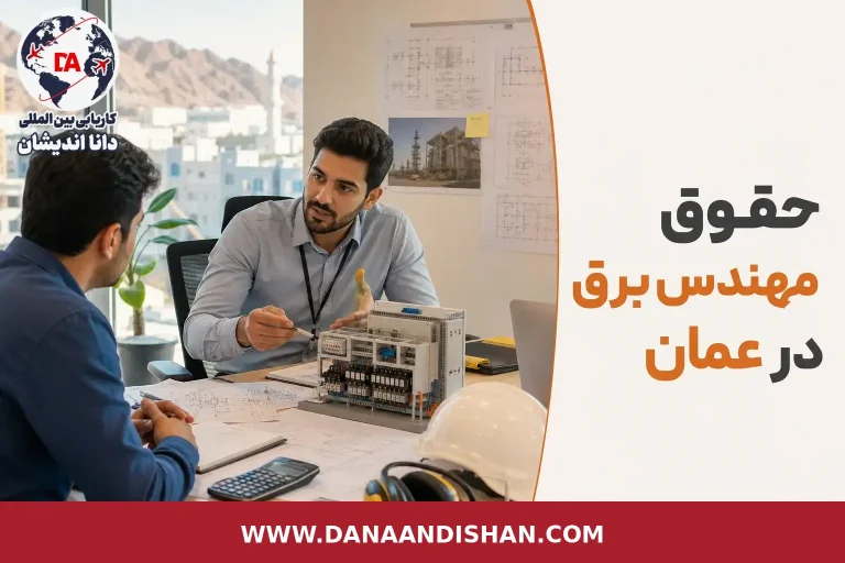 مهندس برق در محیط صنعتی در عمان هنگام بررسی پیشنهاد کاری