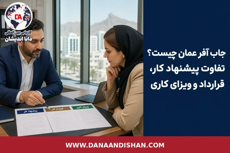 تفاوت جاب آفر عمان با قرارداد و ویزای کاری در یک فضای اداری حرفه‌ای